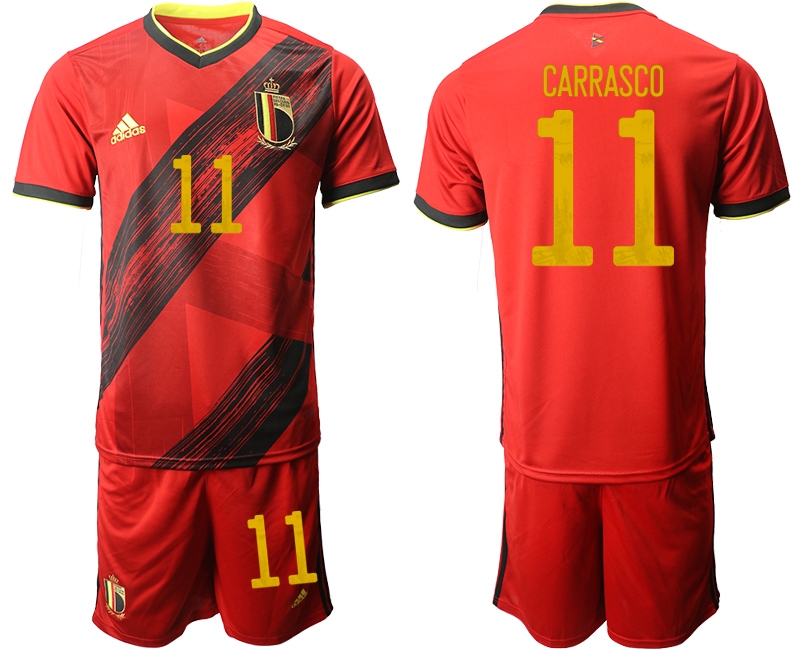 Men 2021 European Cup Belgium home red #11 Soccer Jersey